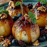 Baked Pears with Honey & Walnuts