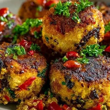 Mushroom Quinoa and Red Pepper Veggie Balls