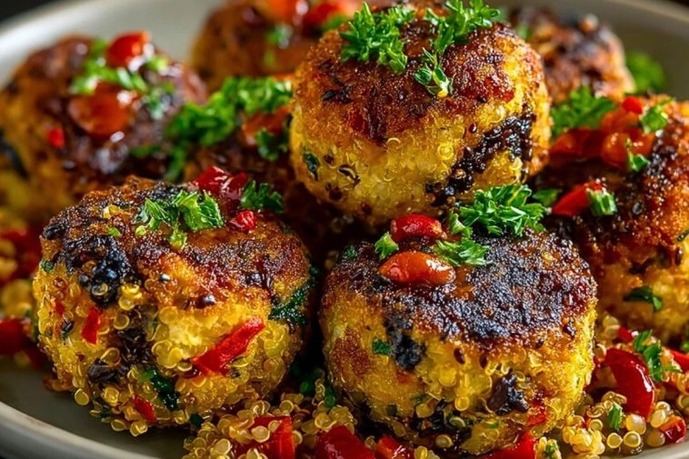 Mushroom Quinoa and Red Pepper Veggie Balls